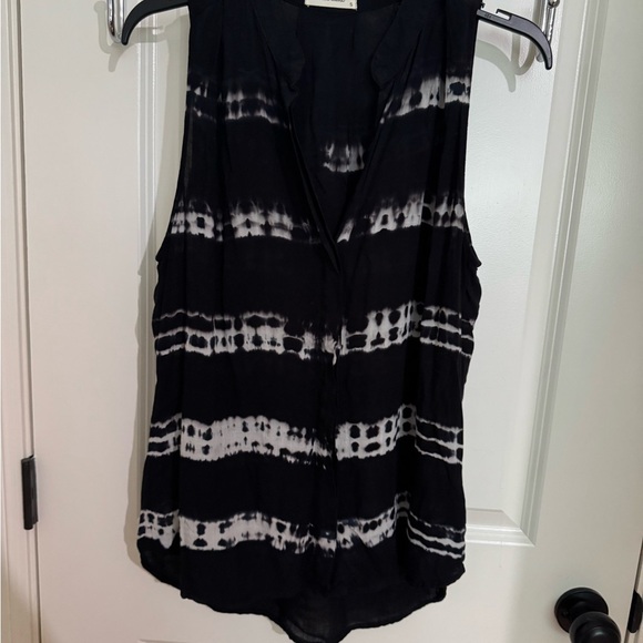 Bella Dahl Womens Cotton Tie Dye Striped Collared Buttoned Blouse Blue Size S - Picture 1 of 10